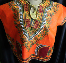 Load image into Gallery viewer, Orange One Pocket Cropped Dashiki (Large)