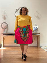 Load image into Gallery viewer, Pom Pom Dashiki Hot Pink Skirt (Plush Size)