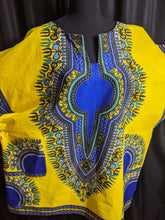 Load image into Gallery viewer, Yellow and Blue Dashiki Shirt Dress (Plush Size)