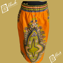 Load image into Gallery viewer, Orange Dashiki Maxi Skirt (Plush Size)