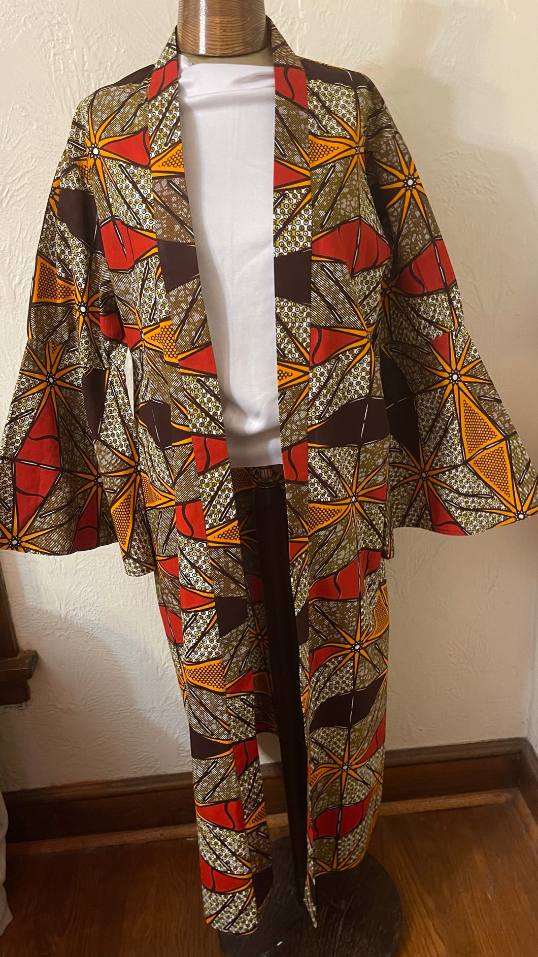 Brown Orange Long Kimono