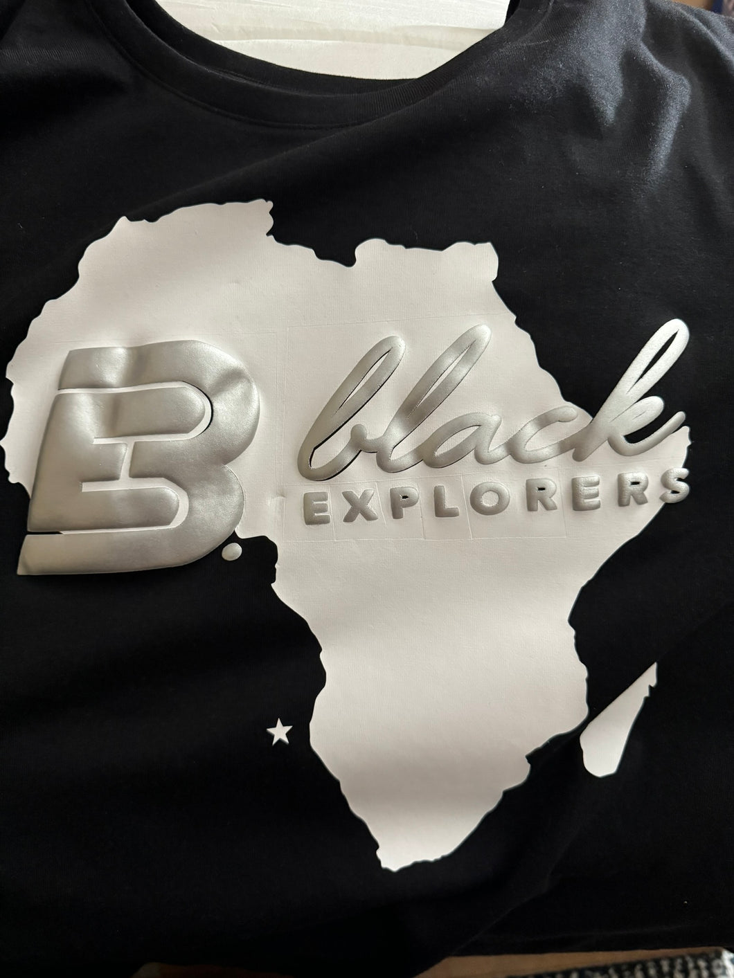 Black Explorers on the Continent Blk & White Long T-Shirt Design