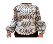 Load image into Gallery viewer, Drape Shoulder Black &amp; White Top
