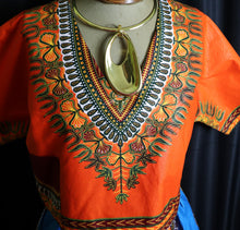 Load image into Gallery viewer, Orange One Pocket Cropped Dashiki (Medium)
