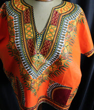 Load image into Gallery viewer, Orange One Pocket Cropped Dashiki (Large)
