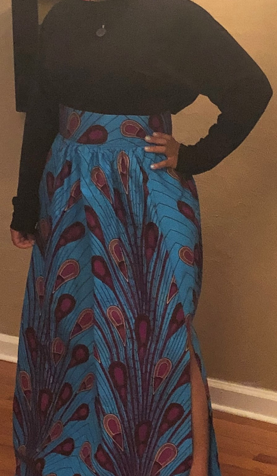 Turquoise Maxi Skirt with Side Split