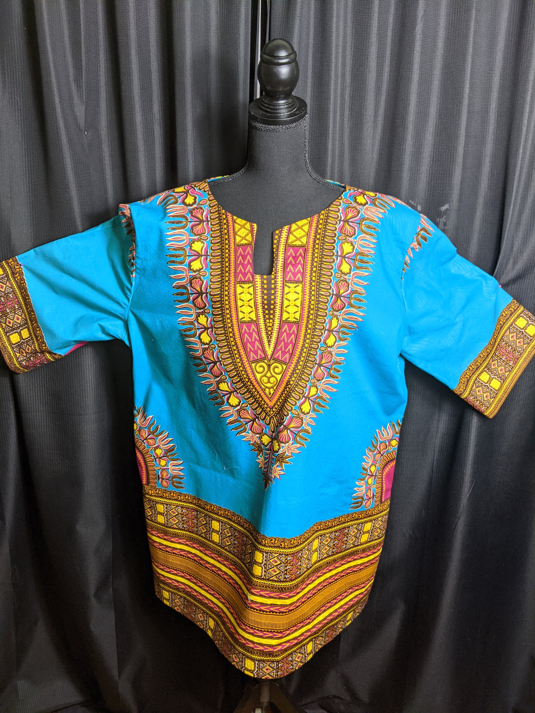 Deep Green Turquoise Dashiki Dress (Plush Size)