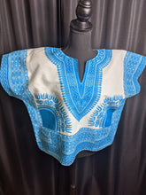 Load image into Gallery viewer, Turquoise and White Crop Dashiki (Medium)
