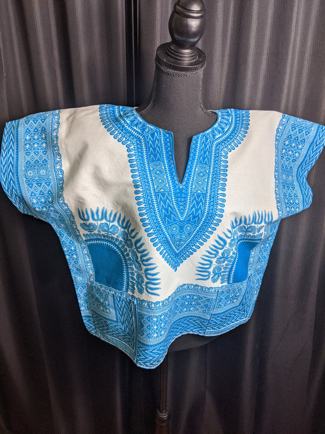 Turquoise and White Crop Dashiki (Medium)