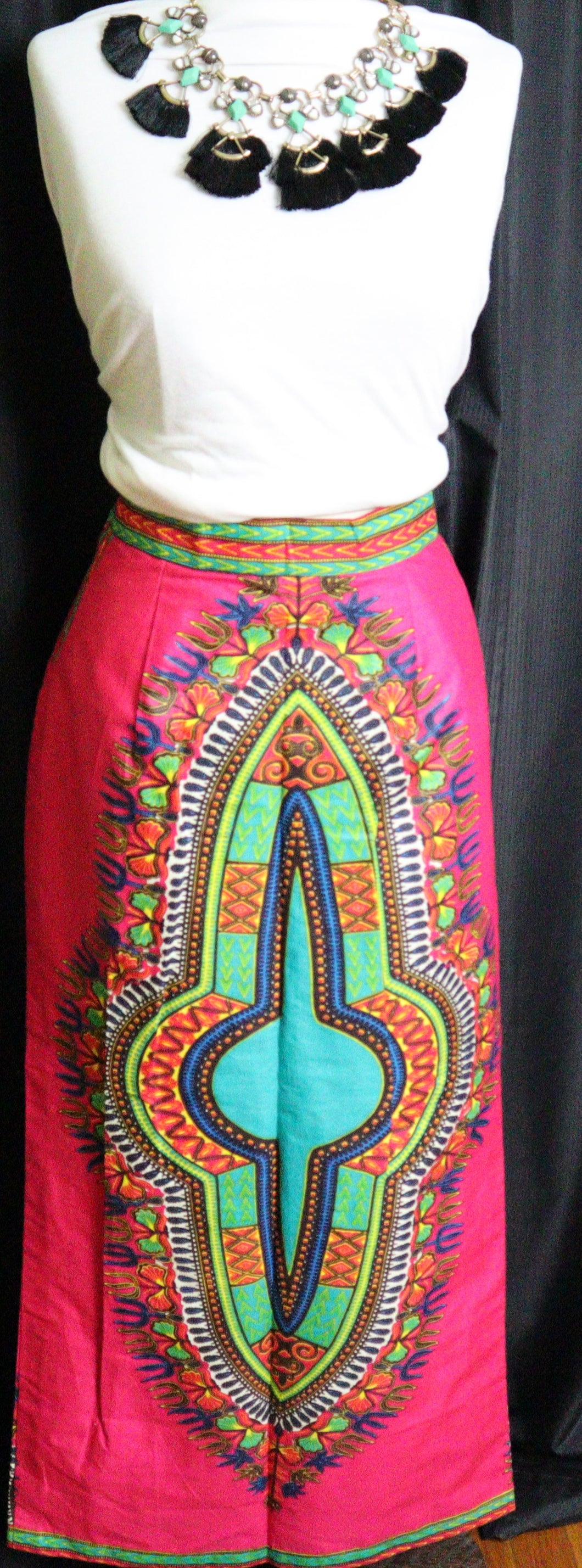 Straight Dashiki Midi Skirt (Slim Fit)