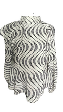 Load image into Gallery viewer, Drape Shoulder Black &amp; White Top
