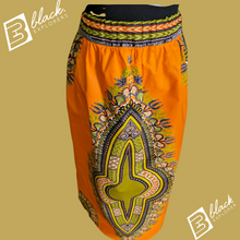 Load image into Gallery viewer, Orange Dashiki Maxi Skirt (Plush Size)
